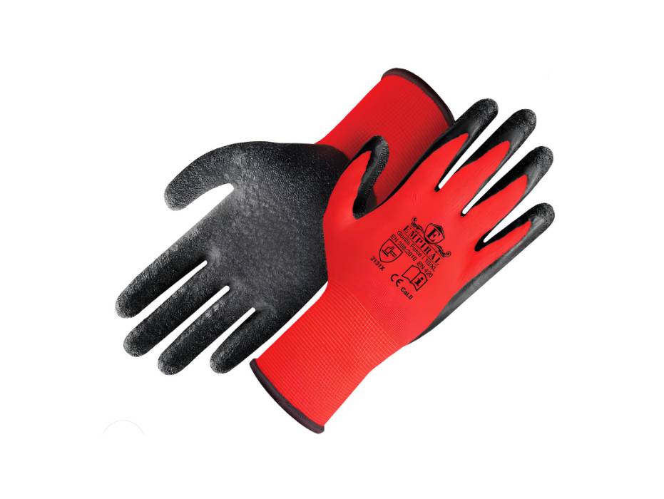Latex Palm Coated Glove, Gorilla Force I, Red/ Black, XL