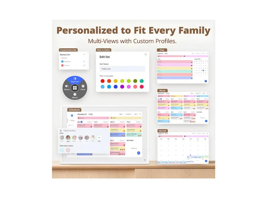 10.1" Digital Calendar Chore Chart – Interactive Touchscreen, Smart Family Planner, Hearth Display Desk Digital Calendar Seamless Scheduling