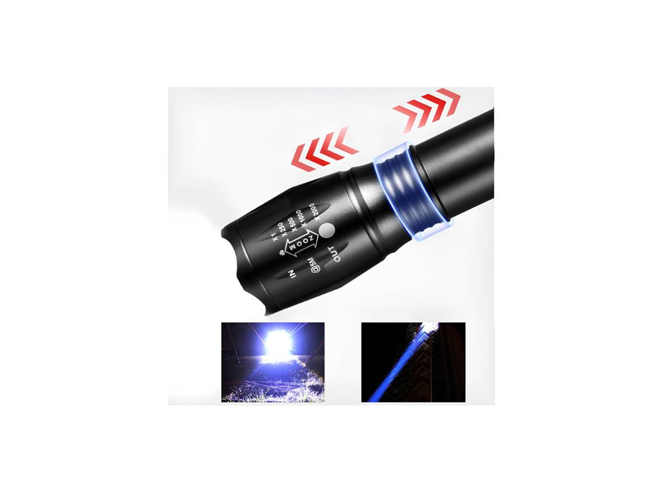 Lukione Rechargeable Portable Handheld UV LED Mini Flashlights - Black
