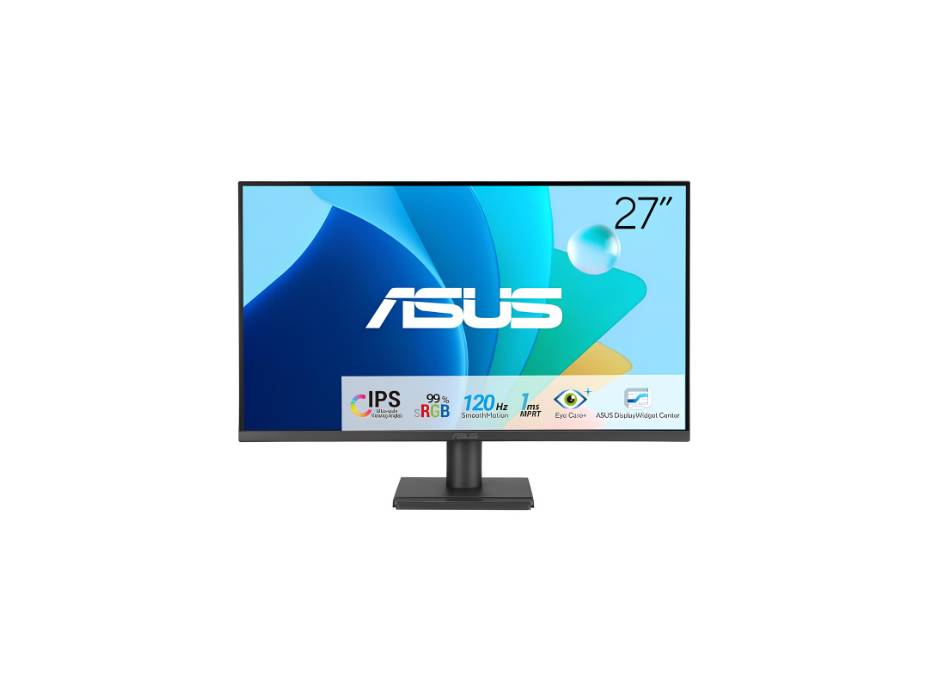 ASUS VA279HG Eye Care Gaming Monitor: 27-inch, IPS, Full HD, 99% sRGB, Frameless, 120Hz, Adaptive-Sync, 1ms MPRT, HDMI, VGA, Low Blue Light, Flicker Free, Wall Mountable - Black