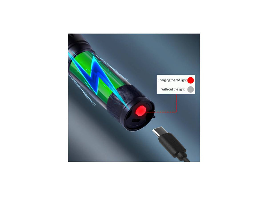 Lukione Rechargeable Portable Handheld UV LED Mini Flashlights - Black