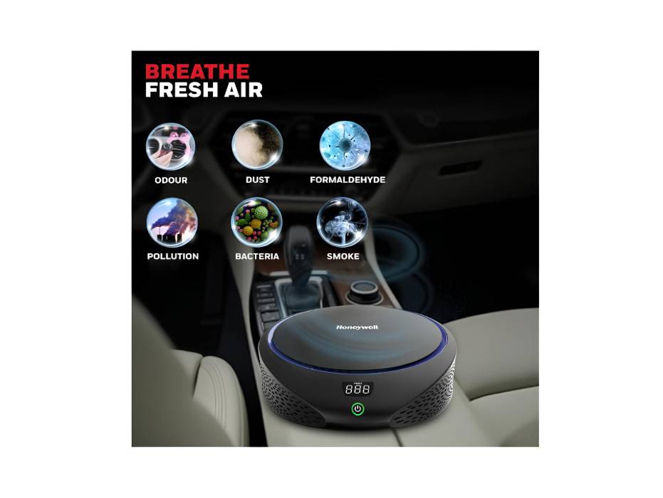 Honeywell Move Pure 5 Car Air Purifier, 4-in-1 Filtration, HEPA filter, removes 99.99% of PM2.5 & PM10