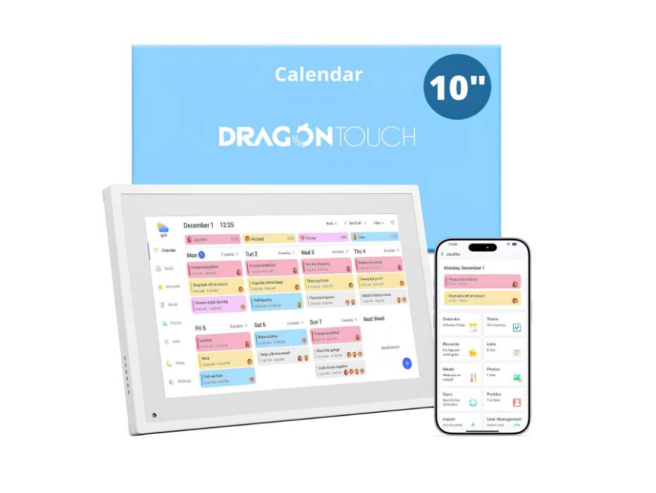 10.1" Digital Calendar Chore Chart – Interactive Touchscreen, Smart Family Planner, Hearth Display Desk Digital Calendar Seamless Scheduling