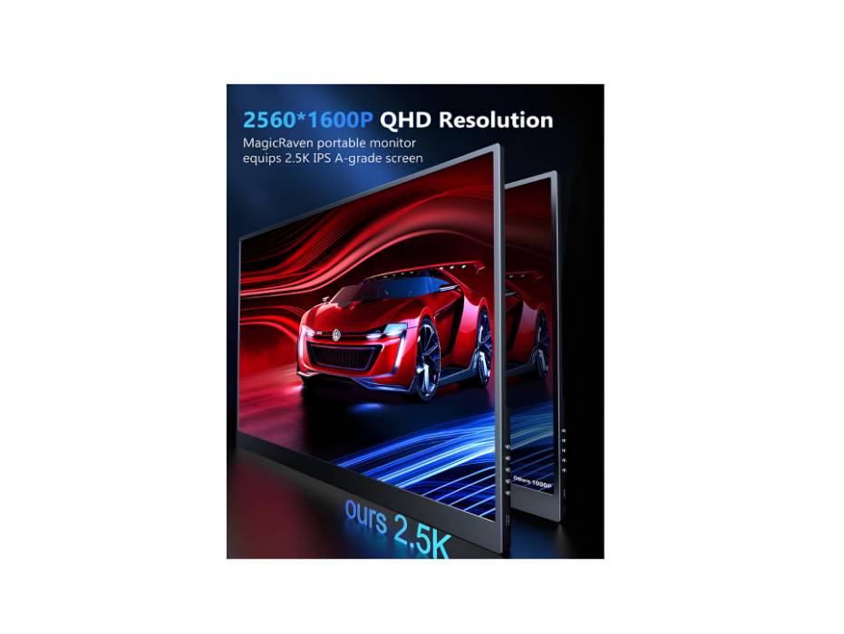 MagicRaven Portable Gaming Monitor, 18" 2.5K 144Hz Laptop Monitor, Dual USB C HDMI Second Computer Screen, VESA Gaming Display with Speakers