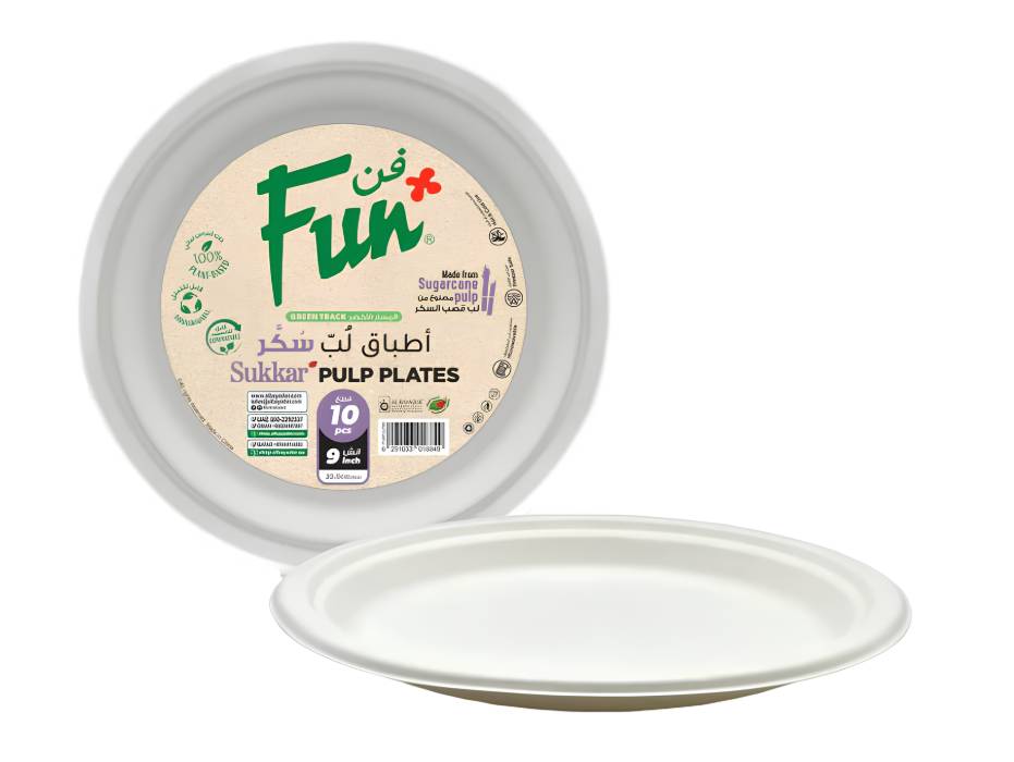 Fun Sukkar Pulp Plates 9 inches, 10pcs/pack