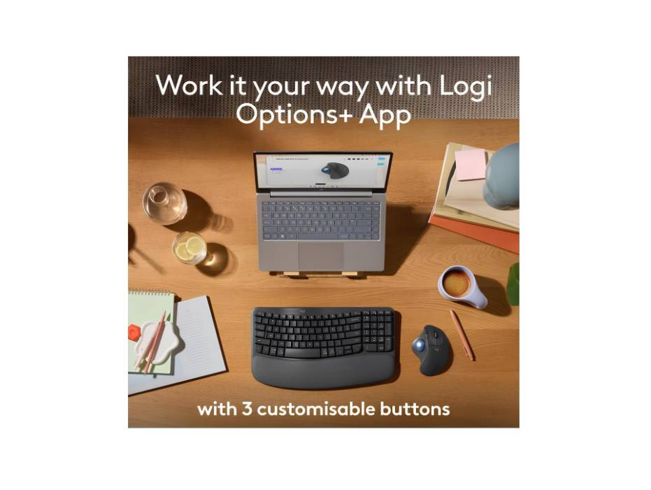 Logitech ERGO M575S Wireless Trackball Mouse, Wireless Ergonomic Mouse With Bluetooth and Encrypted Dongle, Comfortable Thumb Control, Precise and Smooth Tracking, for PC/Mac - Graphite