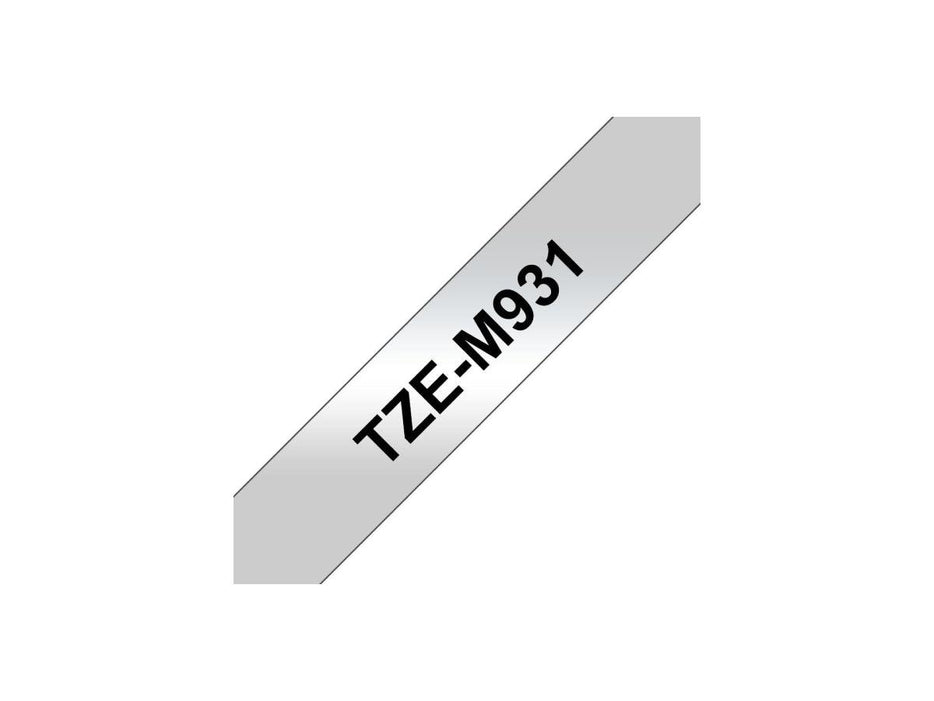 Brother P-Touch TZE-M931 Label Tape 12mm x 8m Black On Matt Silver Tape - Altimus