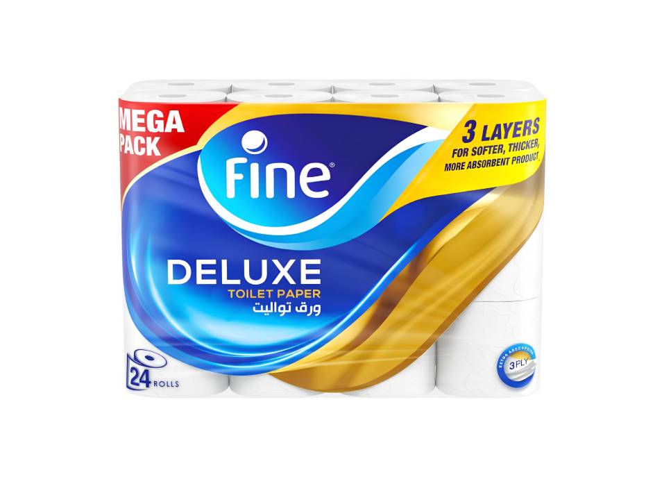 Fine Deluxe Toilet Paper Tissue Roll 140 Sheets X 3 Ply 24 Rolls