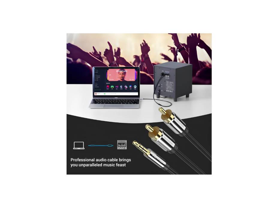 VENTION RCA Audio Cable 3.5mm to 2RCA Y Splitter Stereo Audio Cable, 3 Meters