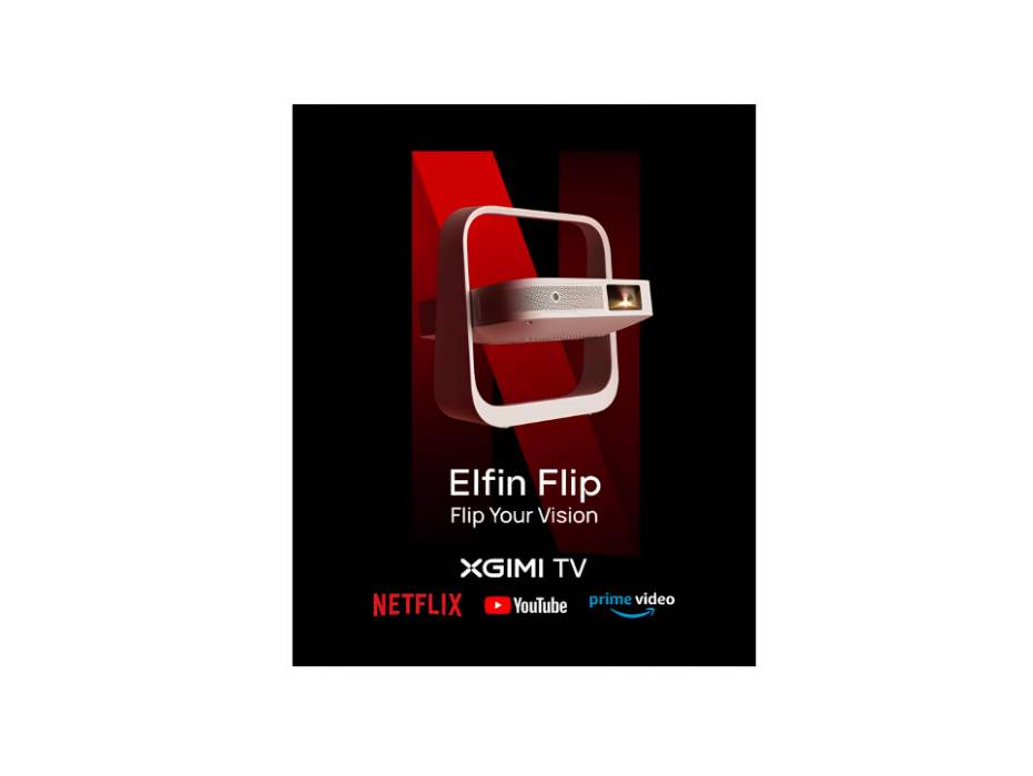 XGIMI Elfin Flip Portable Projector, 1080P FHD Resolution, DLP Projector, Build-in Adjustable Stand, Lightweight and Compact Design, 400 ISO Lumens, 2 x 3W Speakers