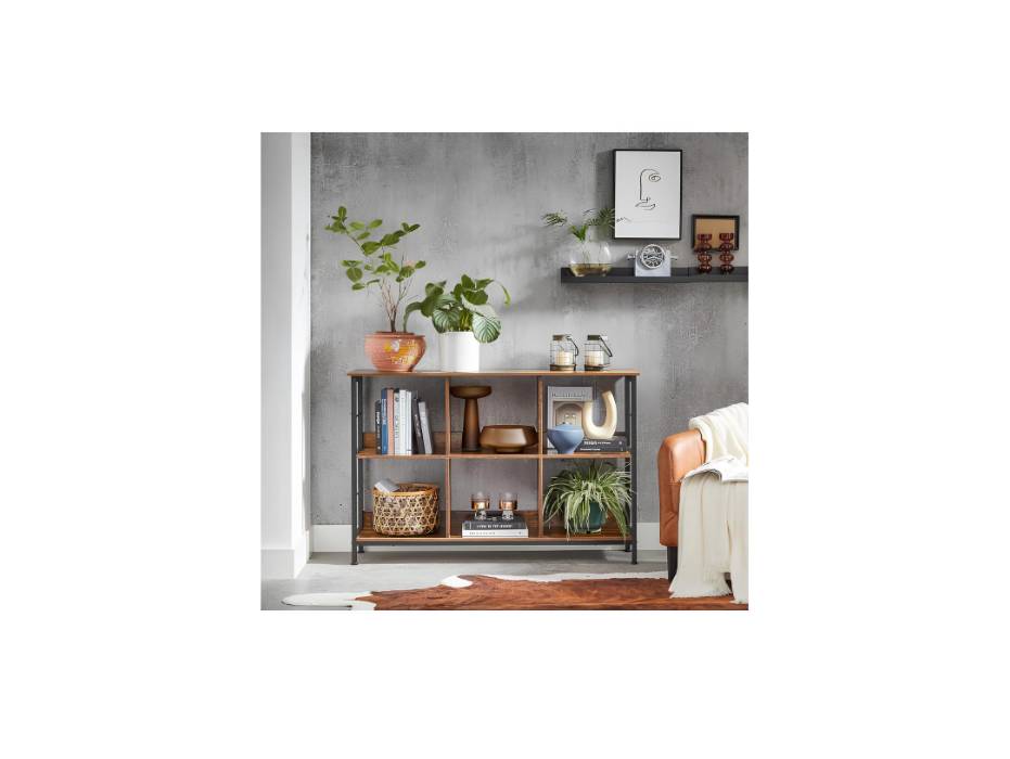 VASAGLE Bookshelf, Cube Shelf, Console Table, TV Stand with 6 Storage Cubes, for Office, Living Room, Bedroom, 13 x 47.2 x 31.5 Inches Industrial Design