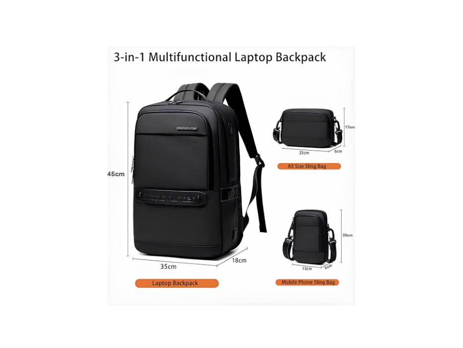 Arctic Hunter 3 in 1 Backpack for Men Large Capacity 17,3-inch Laptop Bag Convertible Water-resistant Backpack, 1859