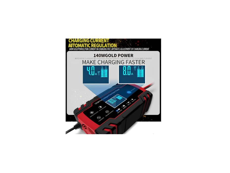 Car Battery Charger & Maintainer, 12V 8A / 24V 4A, with 3-Stage Automatic Trickle and 6 Functions