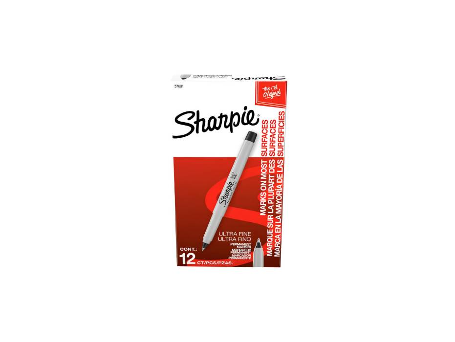 Sharpie Permanent Markers, Ultra Fine Point, Black - Pack of 12