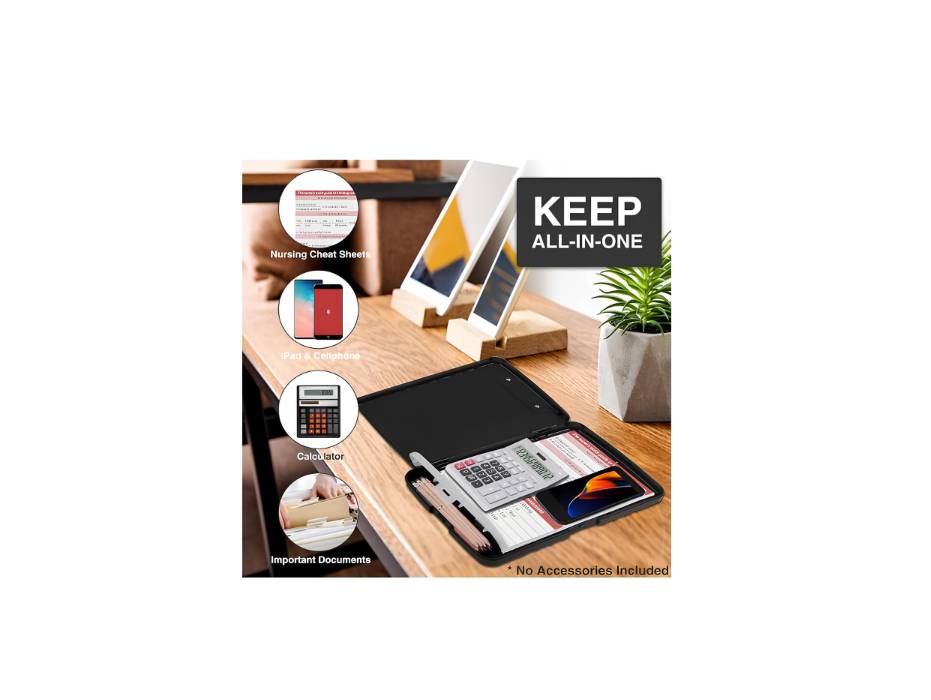 Heavy Duty Plastic Storage Clipboard with Low Profile Clip, Clipboard Folder Side-Opening