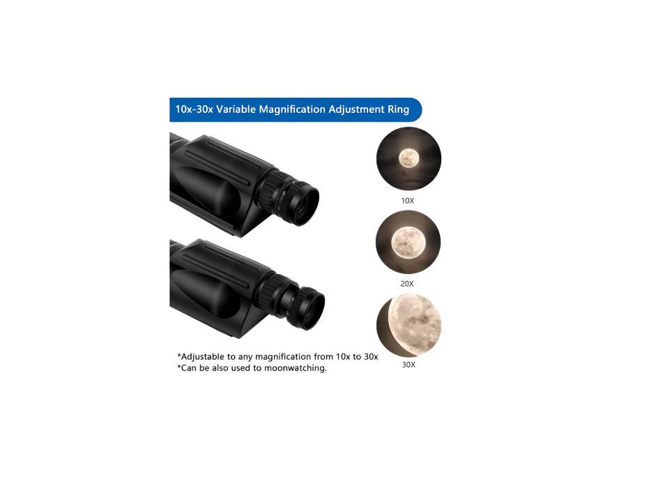 FOCUHUNTER 10-30X50 Monocular Telescope High Magnification FMC Compact Optics