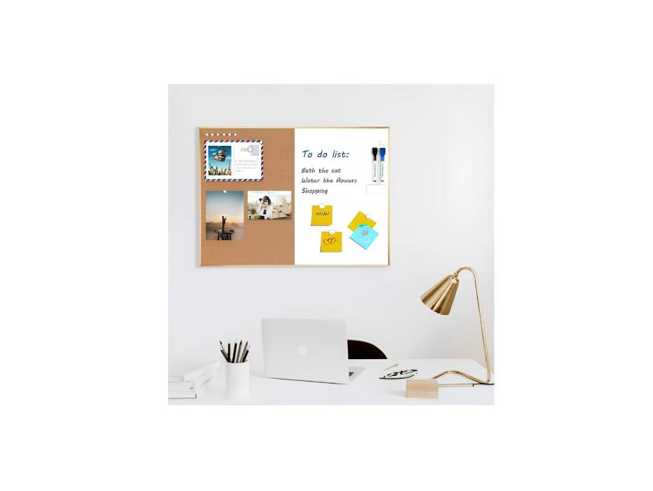 OYDAS Cork Board and Magnetic Dry Erase White Board Combo,40x60cm Bulletin Board for Office