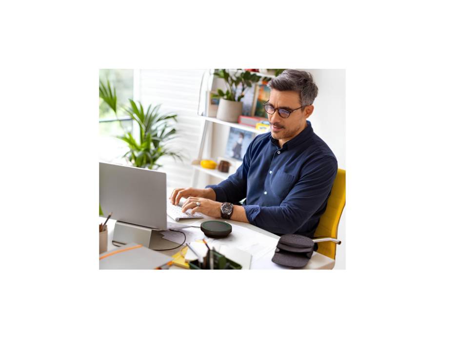 Jabra Speak2 55 Wireless Bluetooth Speakerphone with 4 Noise-cancelling Mics, Full-range 50mm Speaker, Compact and portable - MS Teams Certified, Works with Other Platforms - Dark Grey