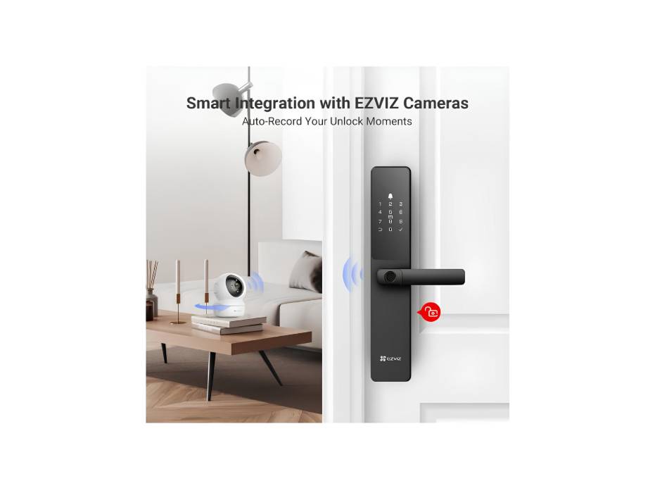 EZVIZ Smart Lock Y2000, 7-in-1 Smart Door Lock, Built-in Wifi Fingerprint Access, Weather-Resistant, Child Safety Lock for Apartment, Villa, Office