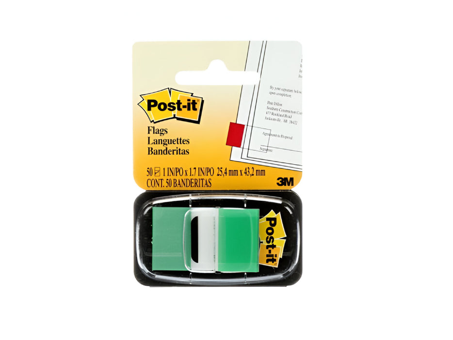 3M Post-it Flags Green 680-3 25mmx43mm 50flags/dispenser