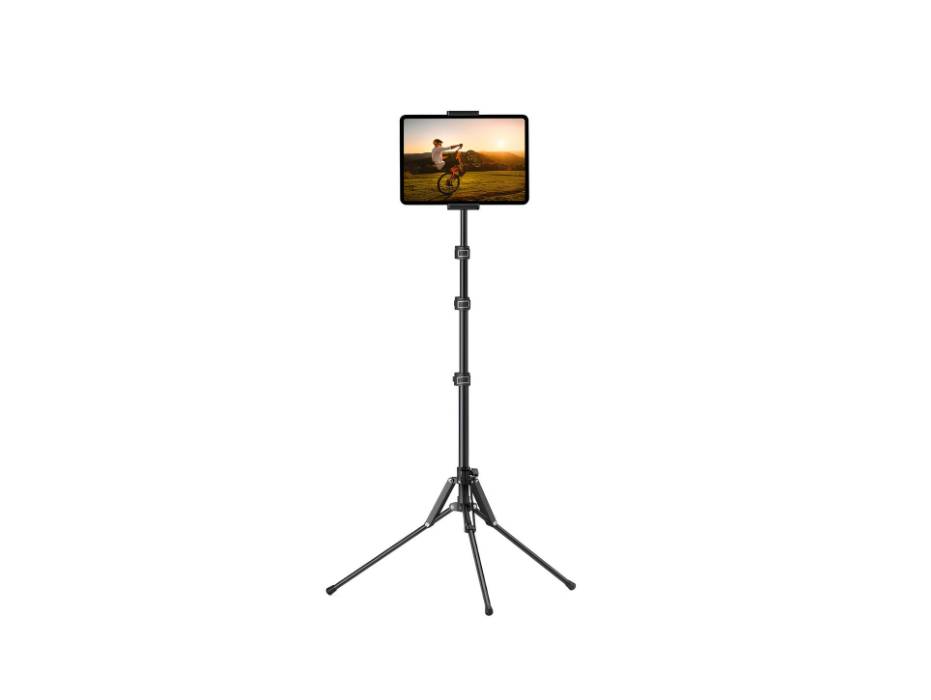 Lamicall Tablet Floor Tripod Stand - Tablet Holder Mount with Adjustable Height for Stream/Watching, for 4.7-13" Tablet and Cellphone