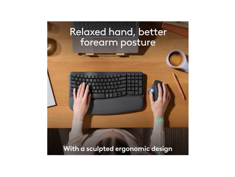 Logitech ERGO M575S Wireless Trackball Mouse, Wireless Ergonomic Mouse With Bluetooth and Encrypted Dongle, Comfortable Thumb Control, Precise and Smooth Tracking, for PC/Mac - Graphite