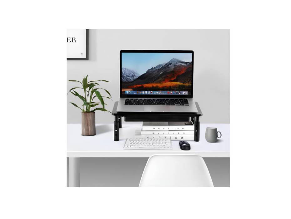 ECVV Monitor Stand Riser, 3 Adjustable Height Monitor Stand with Storage Drawer, Black