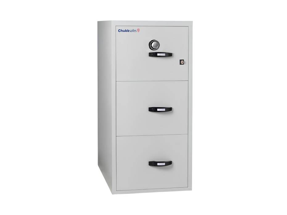 Chubbsafes Fire Resistant Filling Cabinet 31", 3 Drawers with Key Lock and Combination Lock