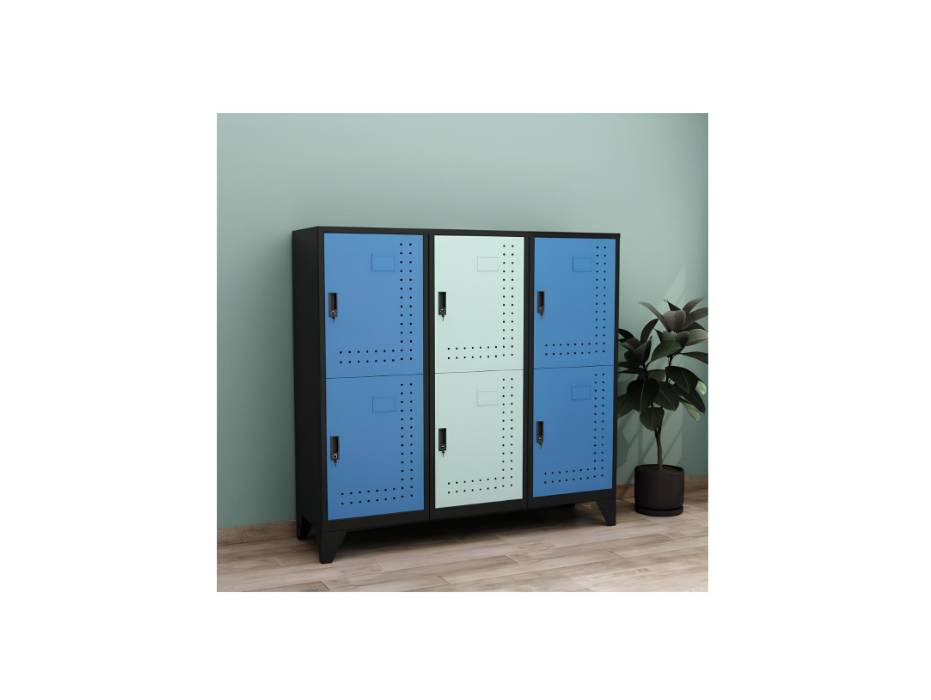 RIGID Steel 6 Door Storage Locker | Lockable Compartments | Metal Cabinet Bookcase Organizer with Lock for Classroom, Office, Schools, Gym, Home