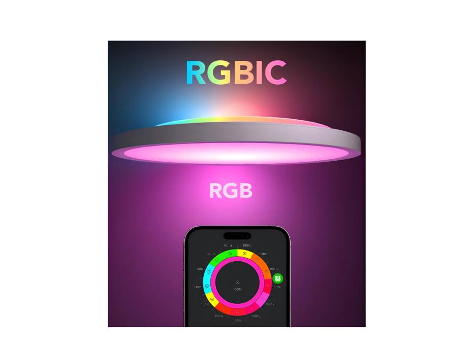 Govee RGBIC LED Ceiling Light, Smart Ceiling Light, 30 cm, 2400 LM, 2200-6500 K. Ceiling Lamp with 16 Million DIY Colors