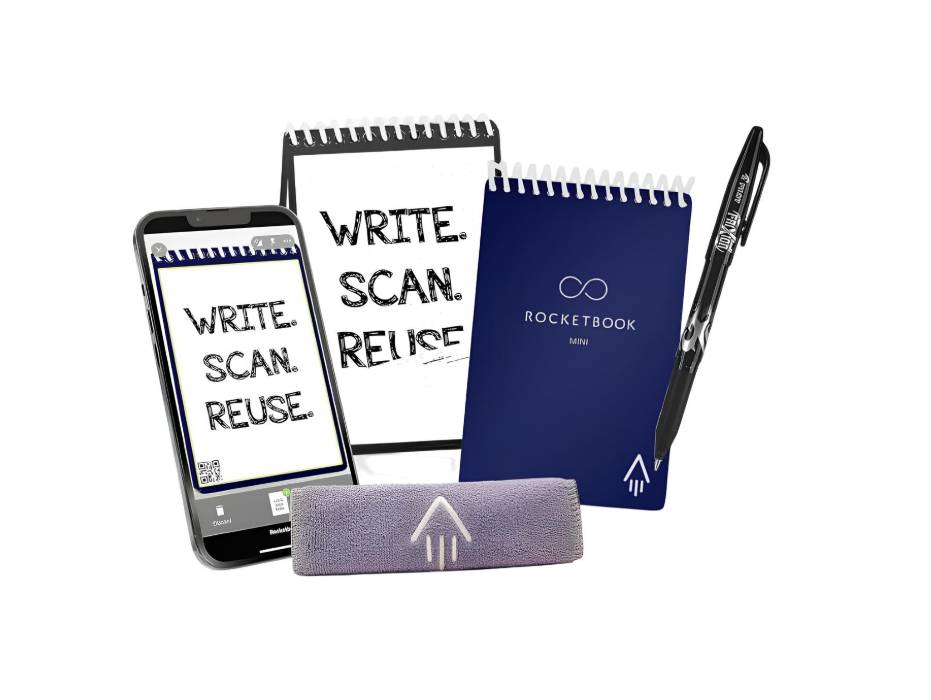 Rocketbook Smart REUsable Notebook - Dotted Grid Eco-Friendly With 1 Pilot Frixion Pen & Microfiber Cloth Included Midnight Blue Cover, Mini Size (8.9 cm X 14 cm) (Evr-M-K-Cdf)
