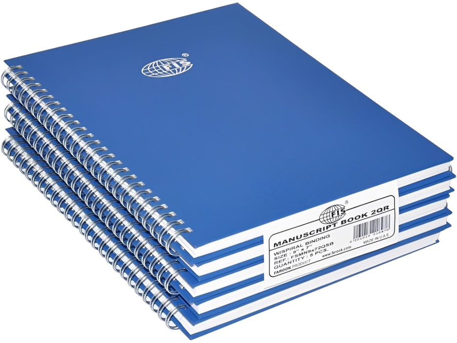 FIS Manuscript Single Ruled w/ Spiral, 9"x7", 96 Sheets - FSMN9X72QSB