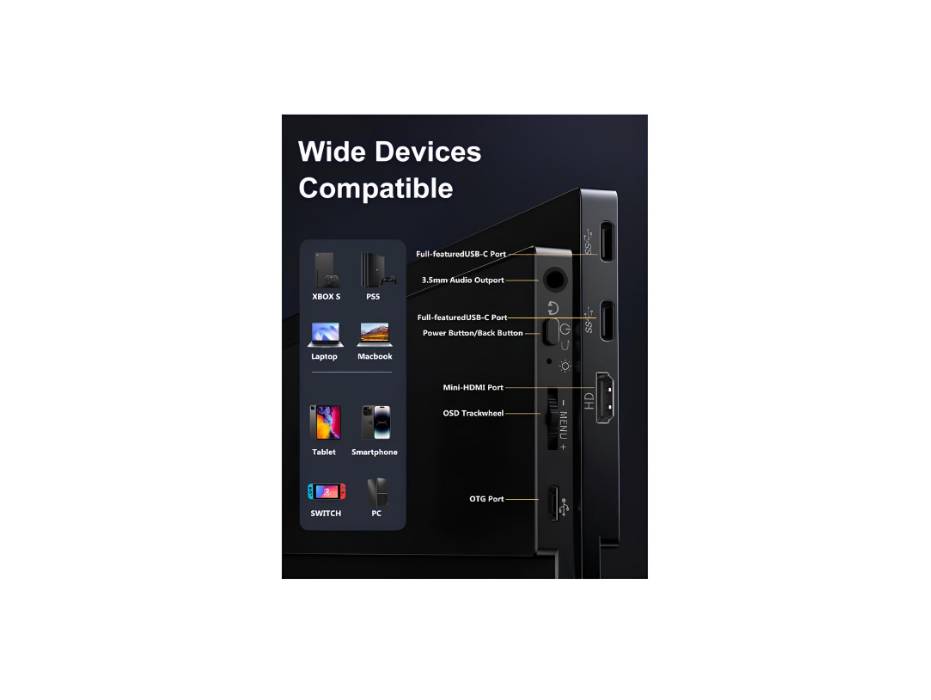 MagicRaven Portable Monitor, 15.6" 1080P Laptop Screen, Slim Lightweight Dual USB C HDMI Second Computer Gaming Display with Speakers, Travel Monitor for PS4/5 Xbox Switch