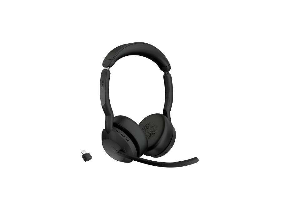 Jabra Evolve2 55 Stereo Wireless Headset Air Comfort Technology, Noise-cancelling Mics, and Active Noise Cancellation - MS Teams Certified, Works with All Other Platforms