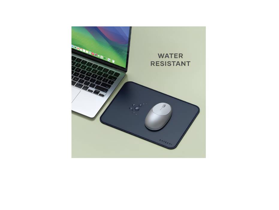 Satechi Vegan Leather Mouse Pad - Scratch and Water Resistant, For Office and Home, 25 cm x 19 cm x 0.36 cm – Blue