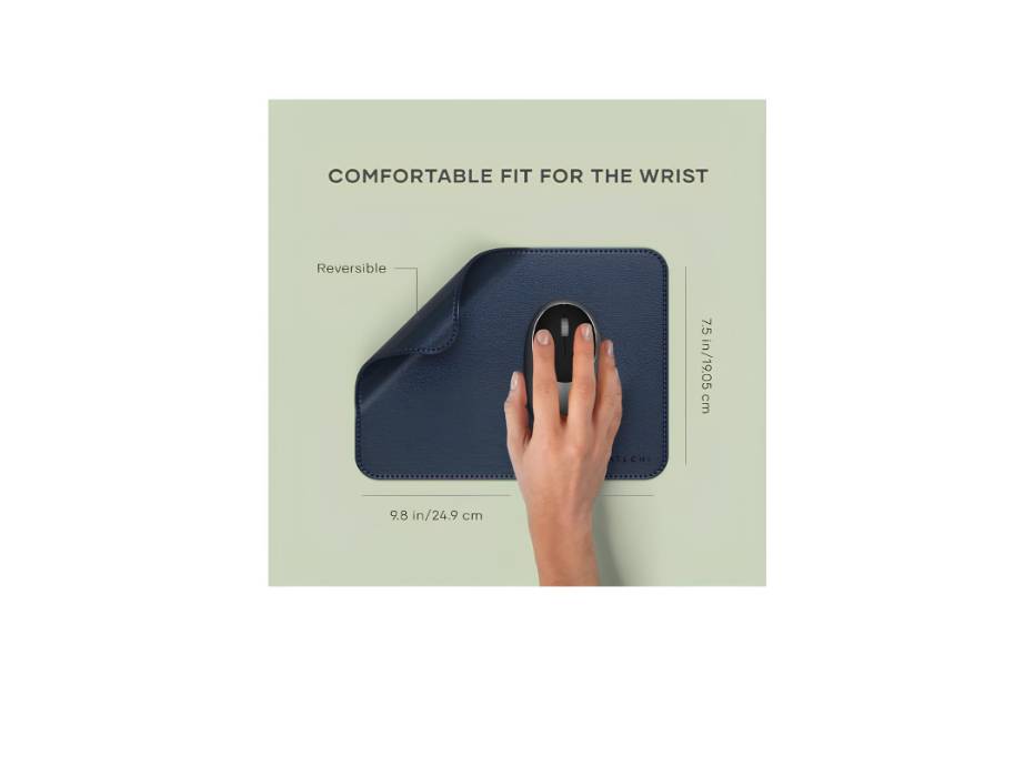 Satechi Vegan Leather Mouse Pad - Scratch and Water Resistant, For Office and Home, 25 cm x 19 cm x 0.36 cm – Blue