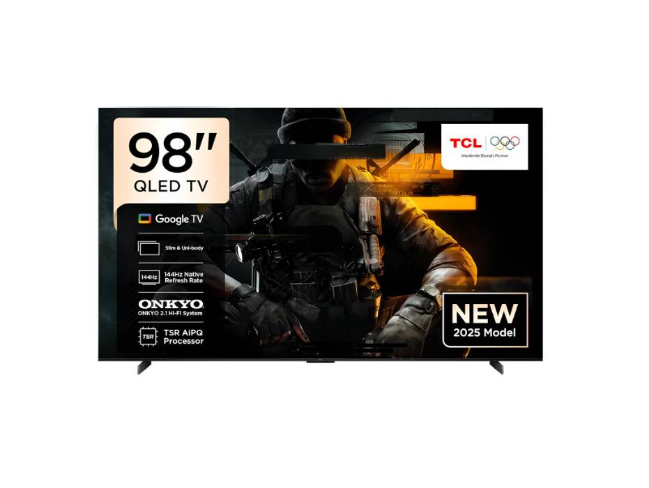 TCL 98P8K 98 Inch Smart TV 4K QLED Colorful Quantum Crystal HDR 10+ Gaming Google TV, 144Hz Native Refresh Rate, ONKYO 2.1 Hi-Fi, Dolby Atmos, DTS Virtual X