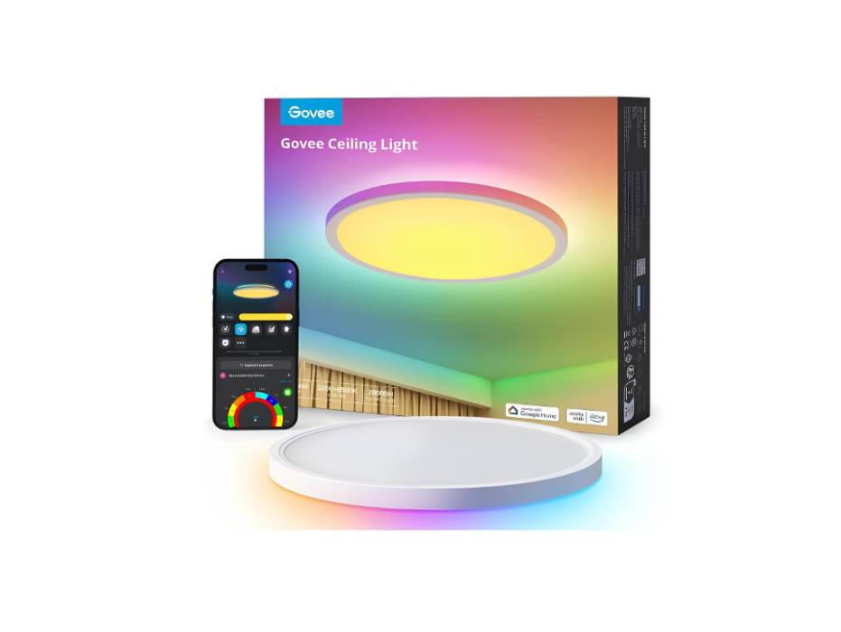Govee RGBIC LED Ceiling Light, Smart Ceiling Light, 30 cm, 2400 LM, 2200-6500 K. Ceiling Lamp with 16 Million DIY Colors