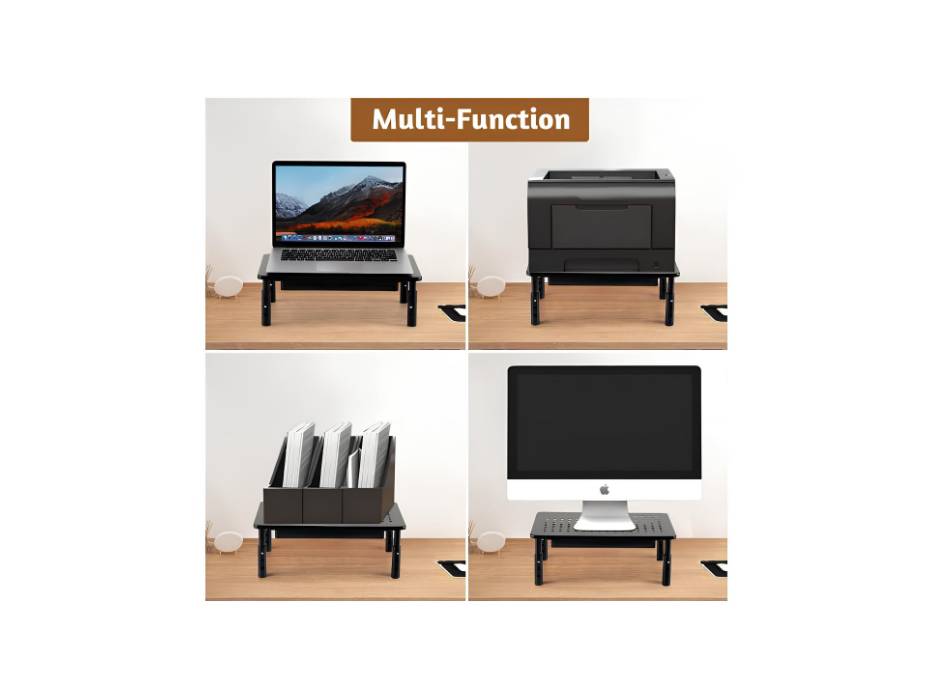 ECVV Monitor Stand Riser, 3 Adjustable Height Monitor Stand with Storage Drawer, Black