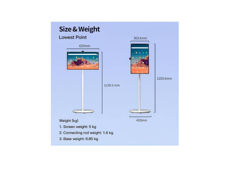 27 Inch Portable Smart TV, 1080P Touchscreen, 8MP Camera, Rotatable Display for Home/Office, 4-6H Battery