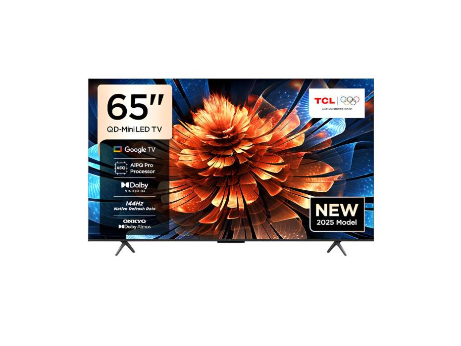 TCL 65Q6C 65 Inch Smart TV 4K QD-Mini LED Colorful Quantum Crystal HDR 10+ Gaming Google TV, 144Hz Native Refresh Rate, ONKYO 2.1 Hi-Fi, Dolby Atmos, AI Mode