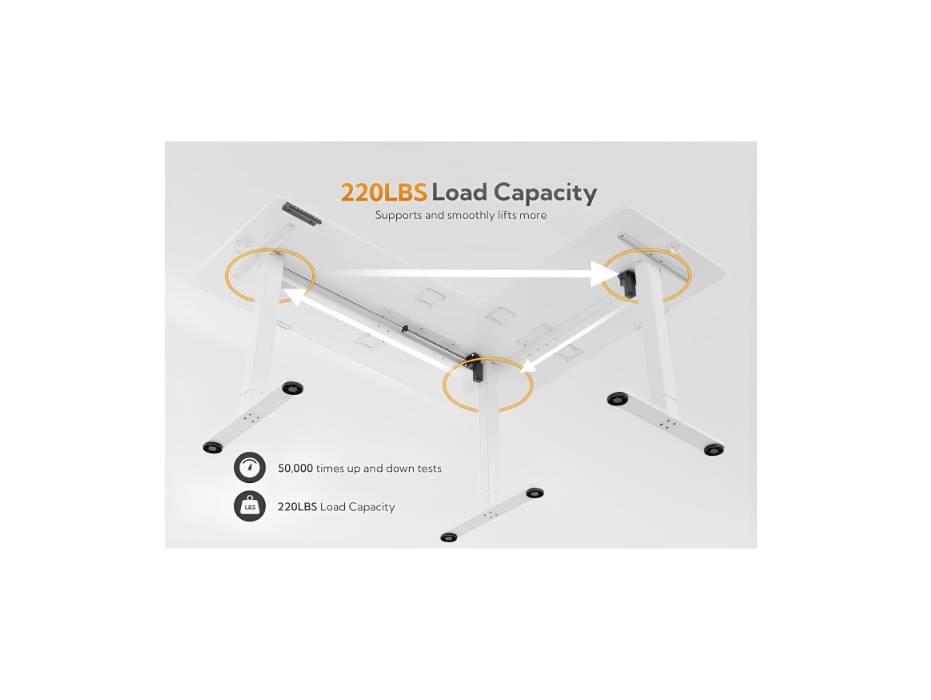 Claiks L Shaped Standing Desk Adjustable Height, Dual Motor Electric Corner Standing Desk, 63x55 inch Sit Stand up Desk with Splice Board, White