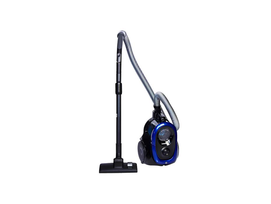 Samsung Bagless Canister Vacuum Cleaner with Anti-Tangle Turbine, Vitality Blue, Telescopic Pipe, VC18M2120SB/SG