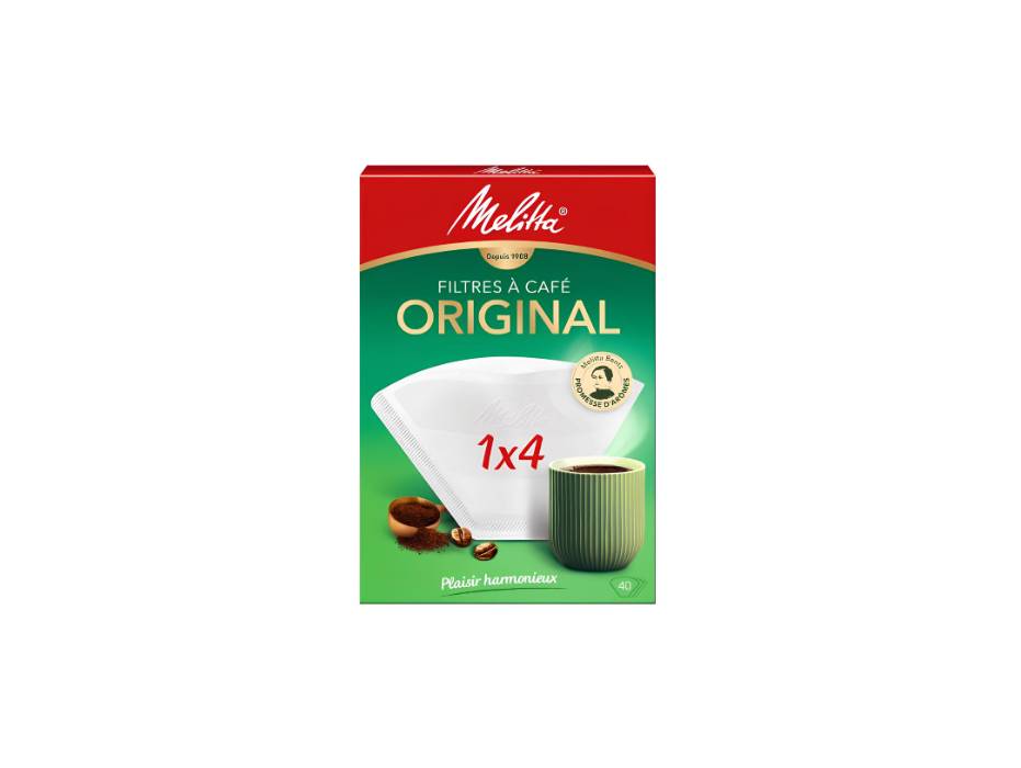Melitta Original 1 x 4 Coffee Filters, Pack of 40 Filters, White