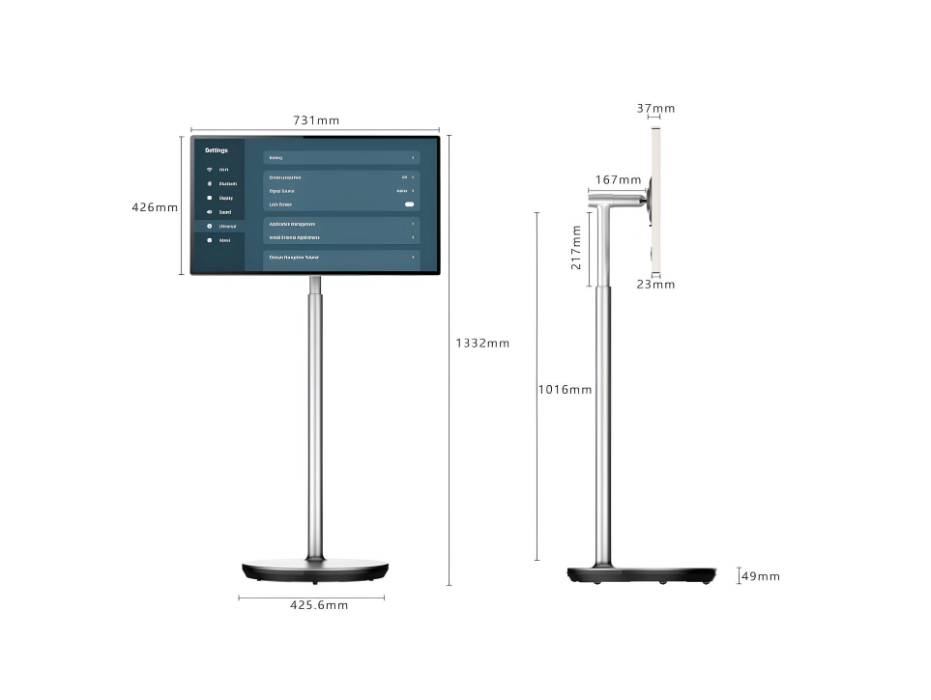 32 Inch Portable Smart Screen Monitor, UHD 4K, Seamless Design, Crystal Clear, Adjustable, Rotation Free, Touch And Remote Control Smart Monitor