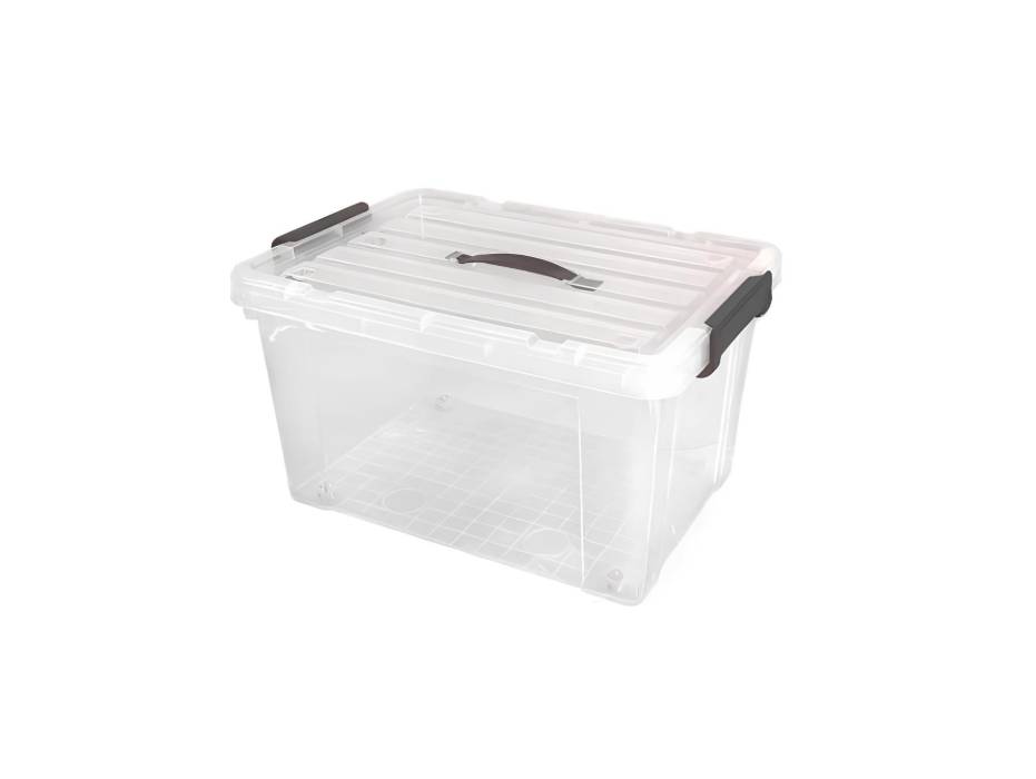 Clear Plastic 47 Liter Storage Box with Lockable Lid & Wheels