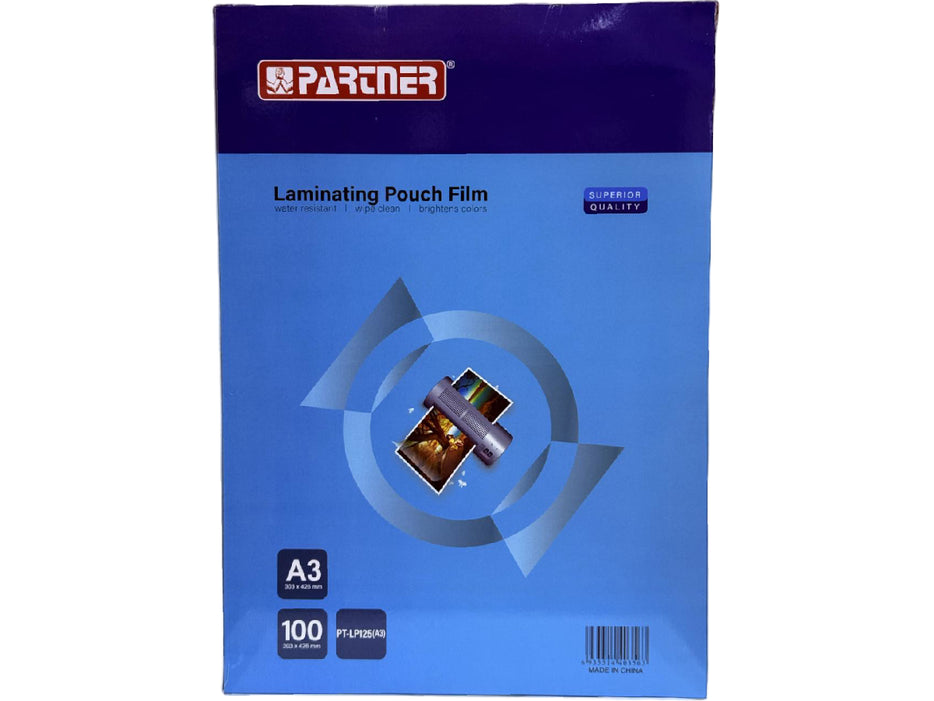 Partner A3 Laminating Pouch Films 125 Microns 303x426 mm 100/pack