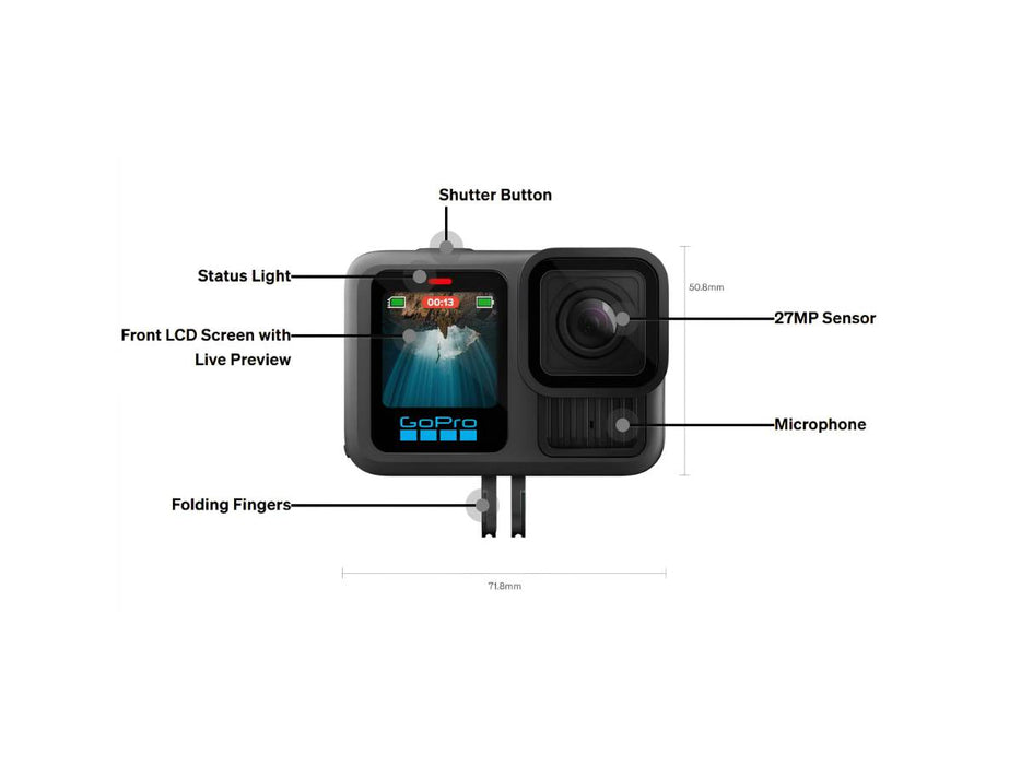 GoPro HERO13 Black Accessory Bundle - Includes The Handler (Floating Hand Grip), 2 Enduro Batteries, 2 Curved Adhesive Mounts, 64GB SanDisk MicroSD Card and Carrying Case