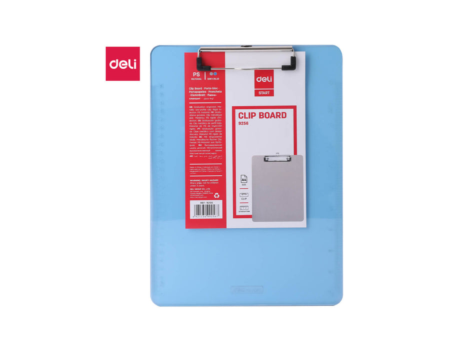Deli A4 Transparent Plastic Clip Board