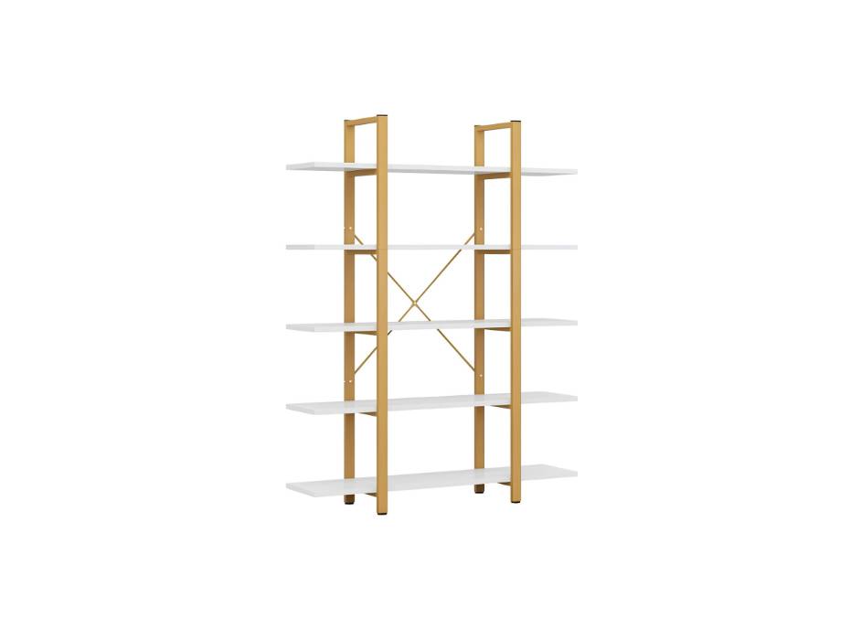 Tribesigns 5-Tier Bookshelf, Vintage Industrial Style Bookcase 183cm H x 30cm W x 120cm L for Living Room, Home Office, Gold